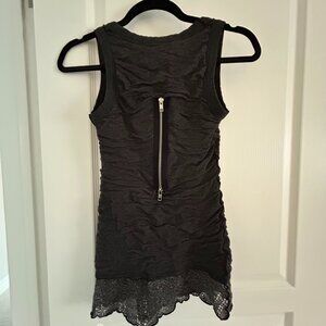 Ruched Mesh-Hem Stretch Tank Top – Edgy Street-Chic Style